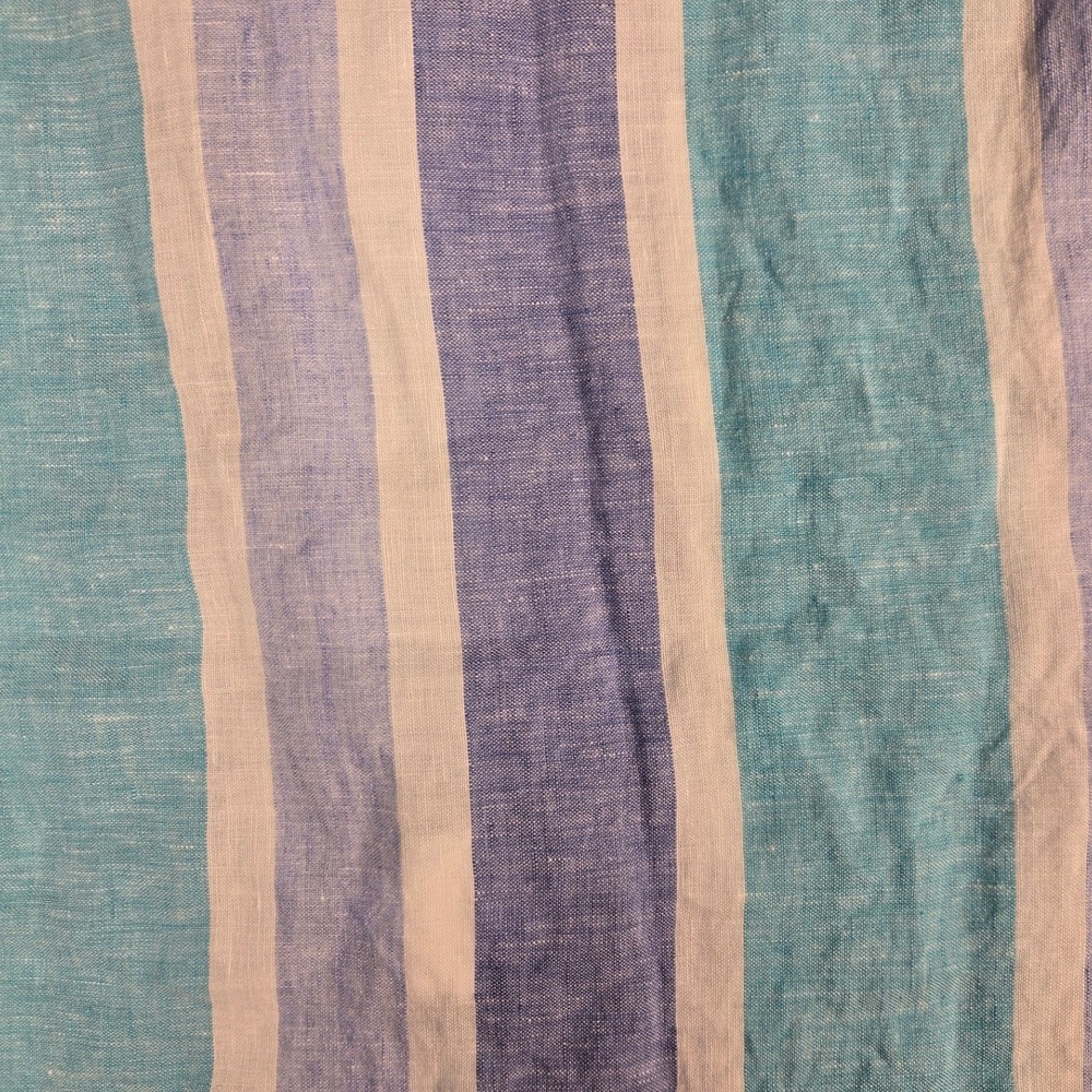 Tommaso Mezzetti Mens Xxl Blue Turquoise Striped Linen Button Dwn Shirt Long Slv View 6